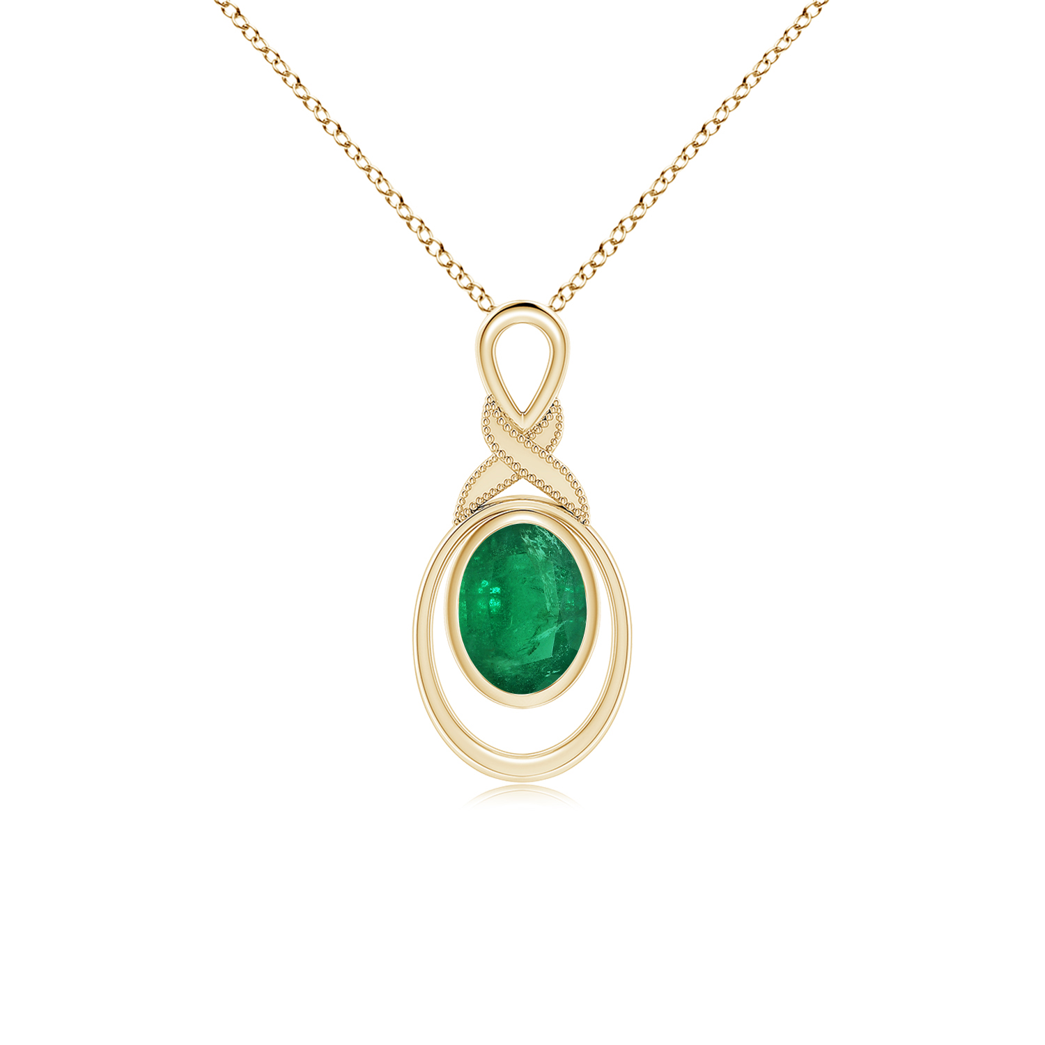 Emerald (Panna) Infinity Pendant with Diamond 'X' Motif