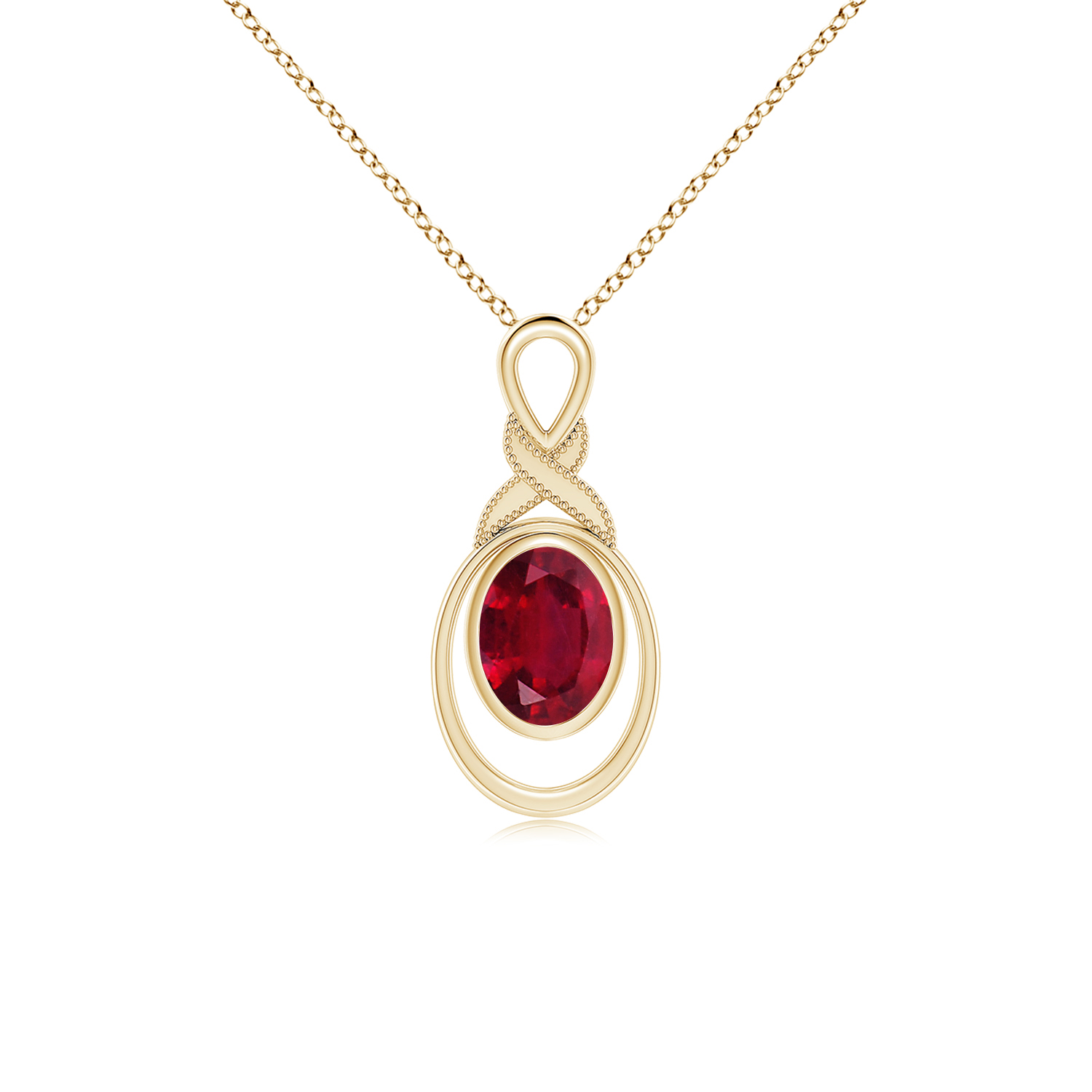 Ruby (Manik) Infinity Pendant with Diamond 'X' Motif