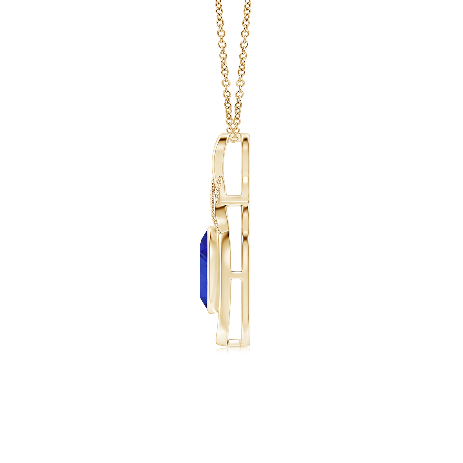 Blue Sapphire (Neelam) Infinity Pendant with Diamond 'X' Motif