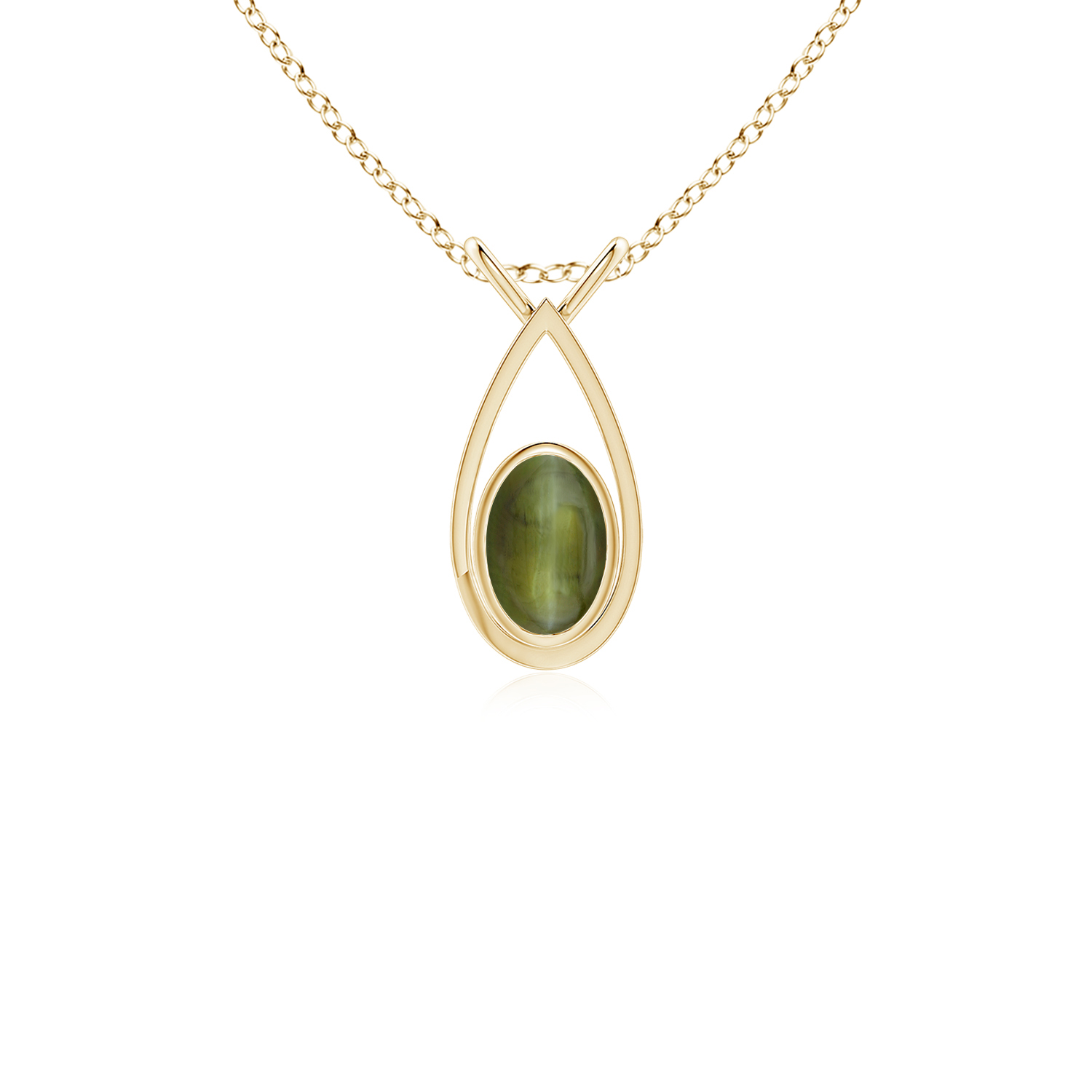 Solitaire Cats Eye (Lahsuniya) V-Bale Drop Pendant