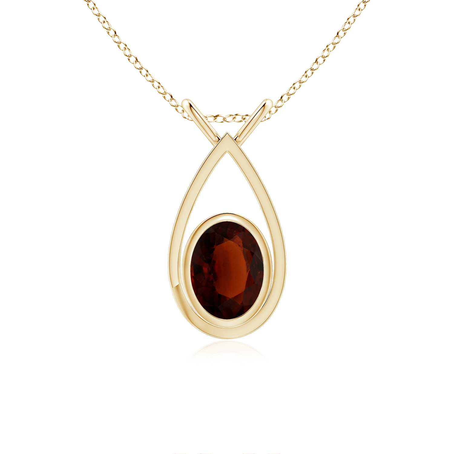 Solitaire Hessonite (Gomed) V-Bale Drop Pendant