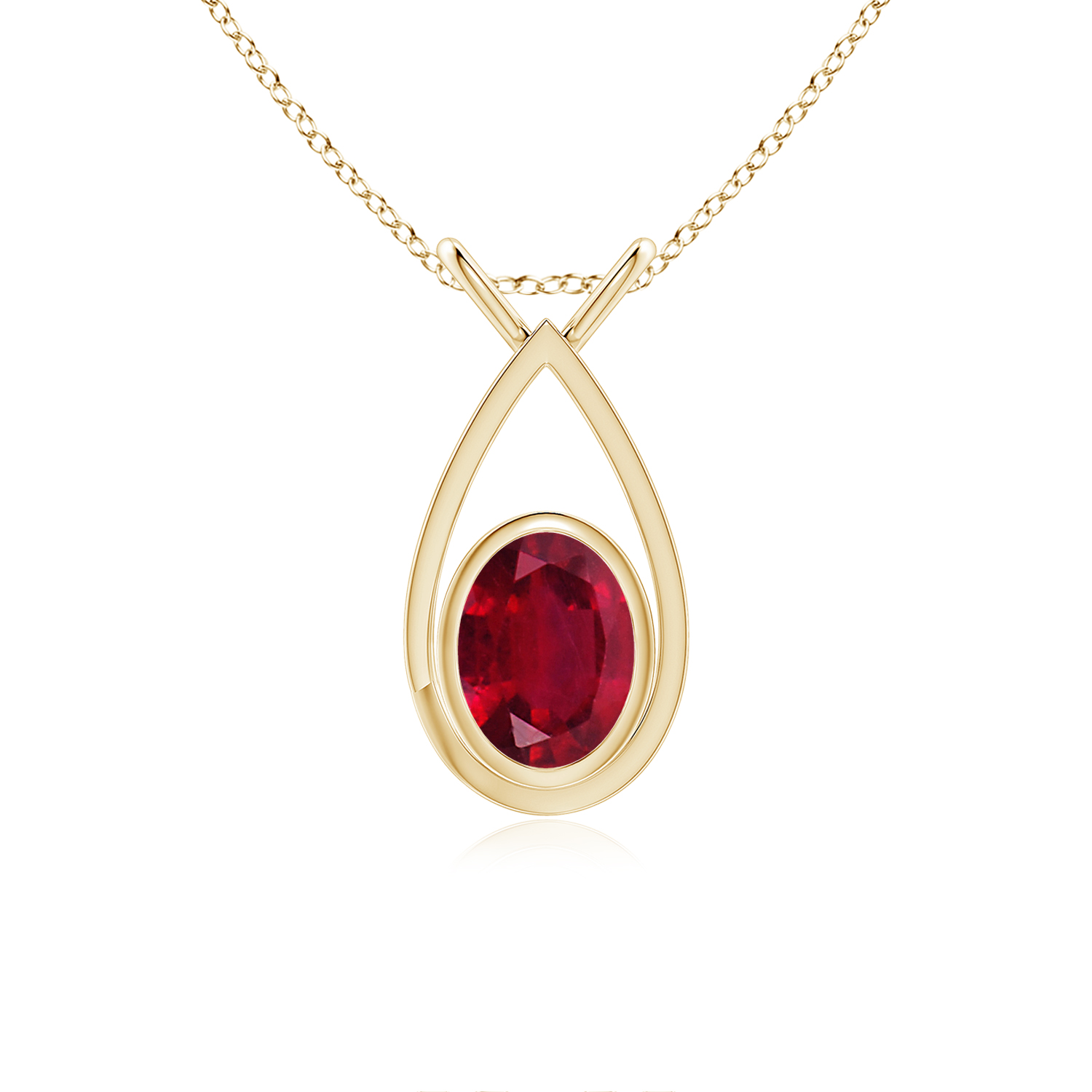 Solitaire Ruby (Manik) V-Bale Drop Pendant