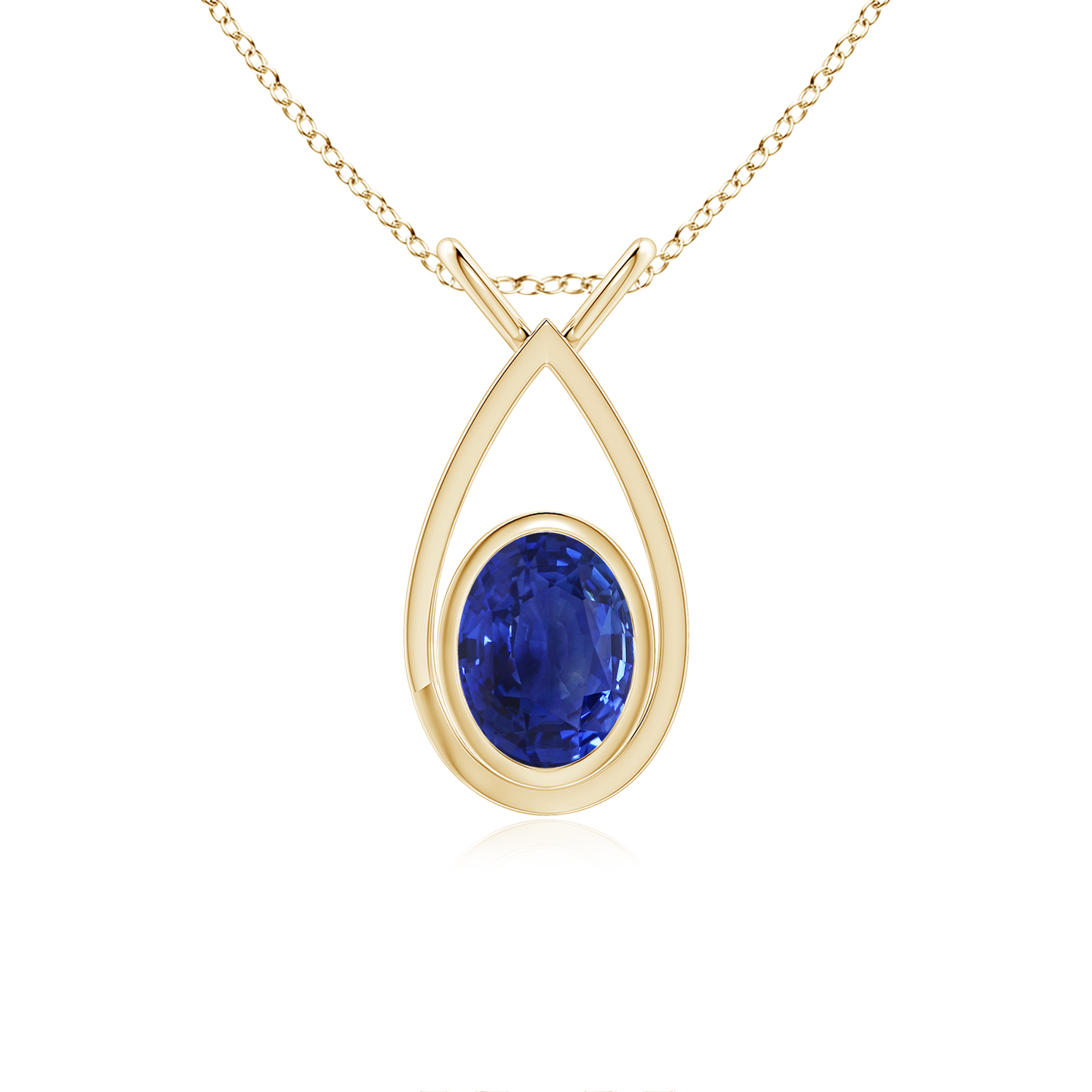Solitaire Blue Sapphire (Neelam) V-Bale Drop Pendant