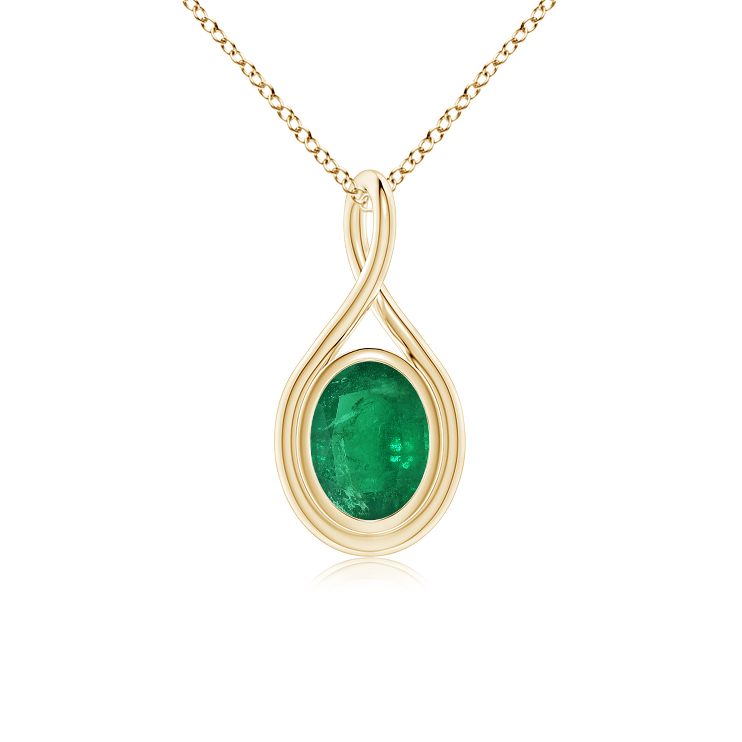 Solitaire Emerald (Panna) Twist Bale Pendant