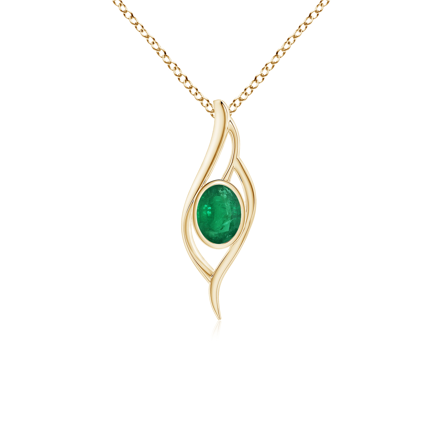 Emerald (Panna) Angel Wing Bypass Pendant