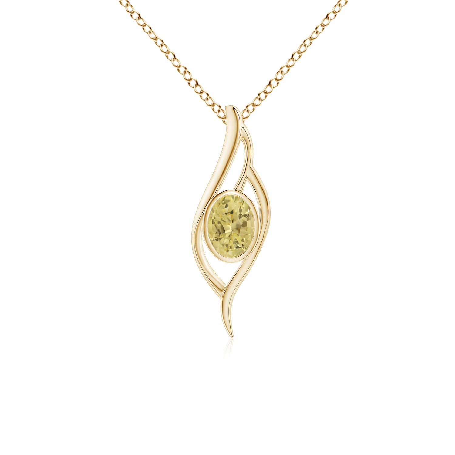 Yellow Sapphire (Pukhraj) Angel Wing Bypass Pendant