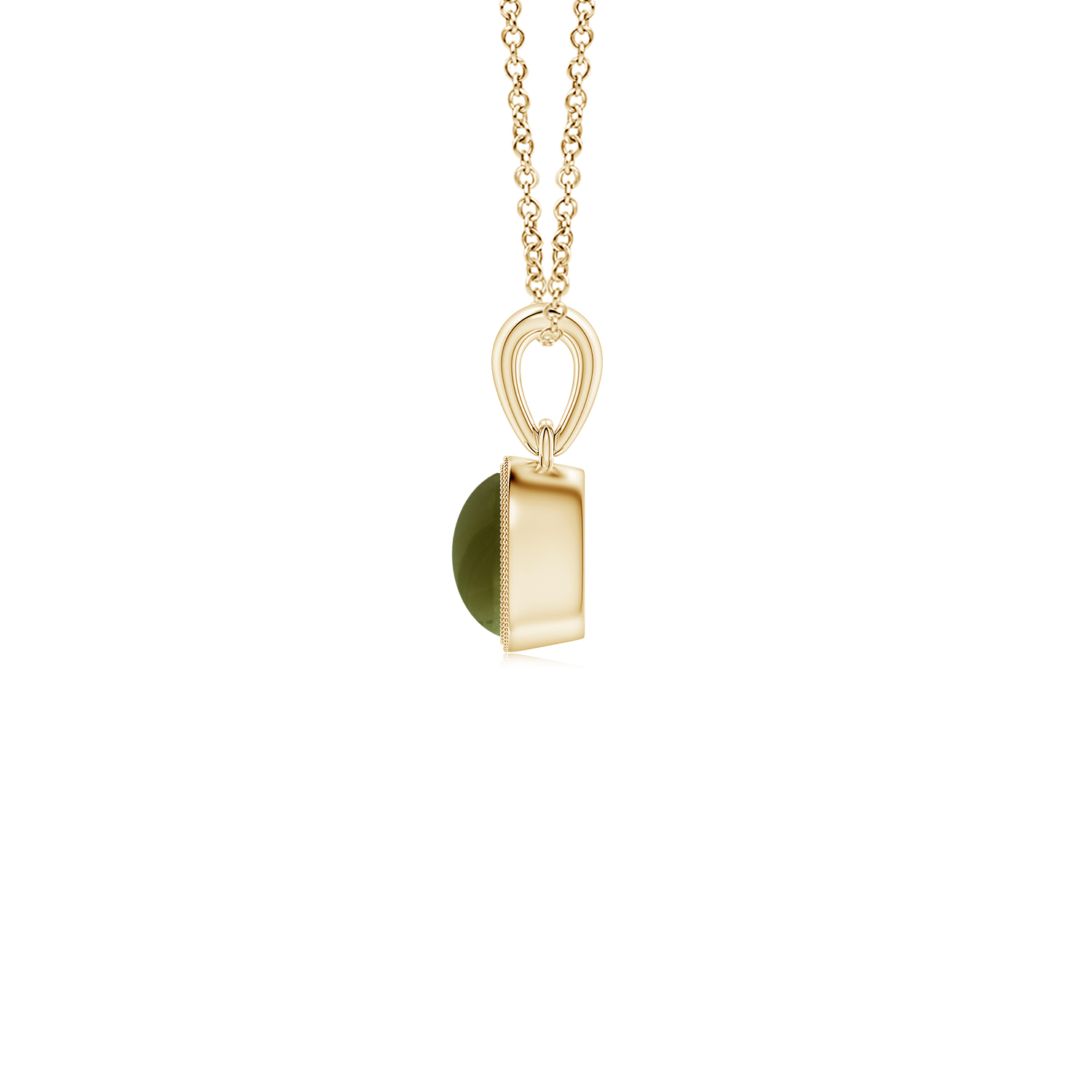 Bezel-Set Oval Cats Eye (Lahsuniya) Pendant with Milgrain