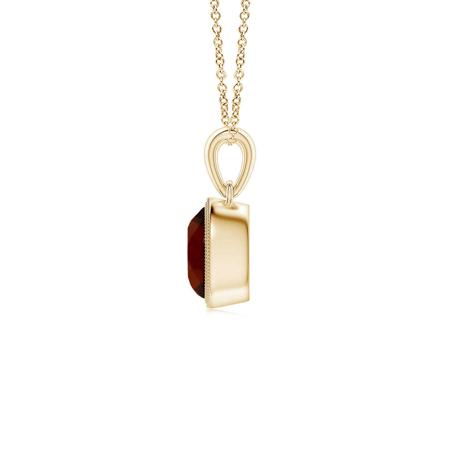 Bezel-Set Oval Hessonite (Gomed) Pendant with Milgrain