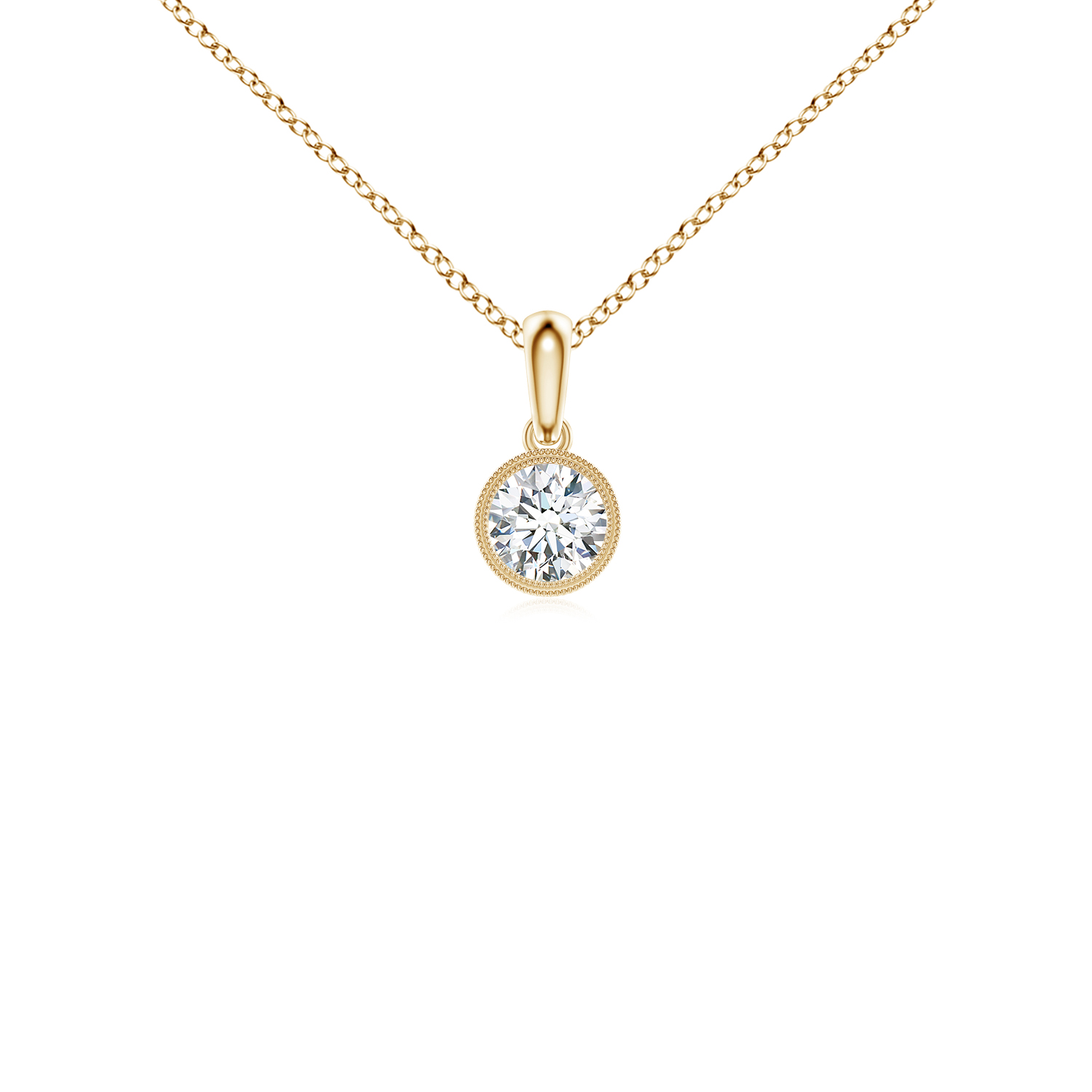 Bezel-Set Round Diamond (Heera) Pendant with Milgrain