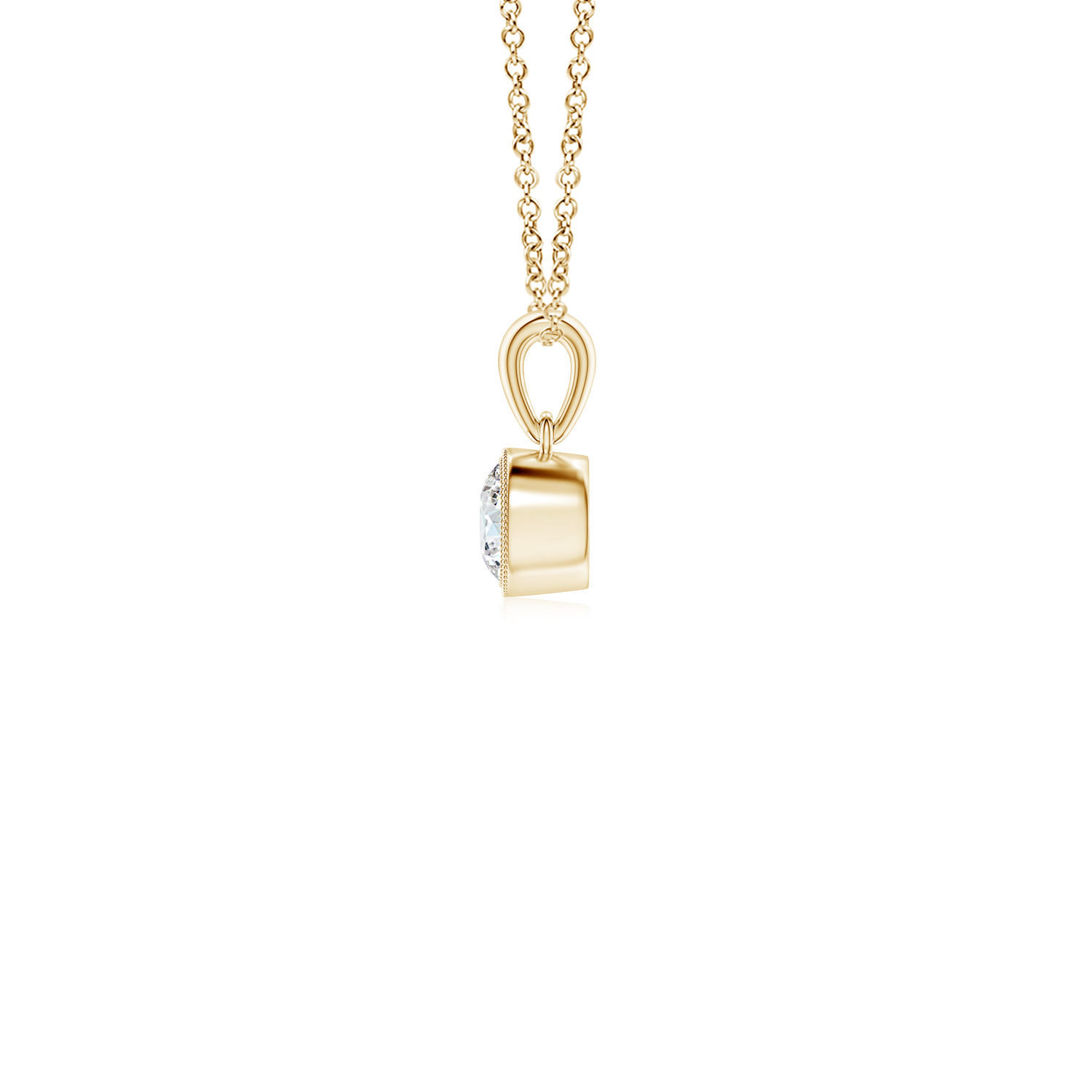 Bezel-Set Round Diamond (Heera) Pendant with Milgrain