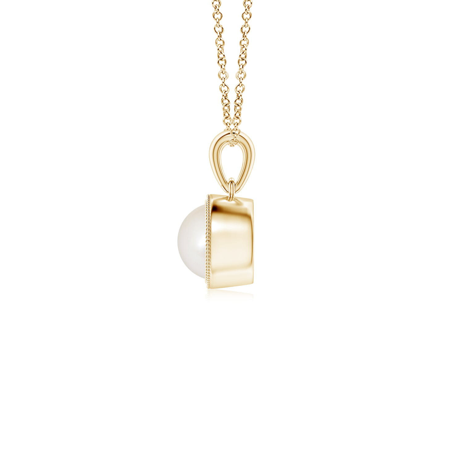 Bezel-Set Round South Sea Cultured Pearl (Moti) Pendant with Milgrain