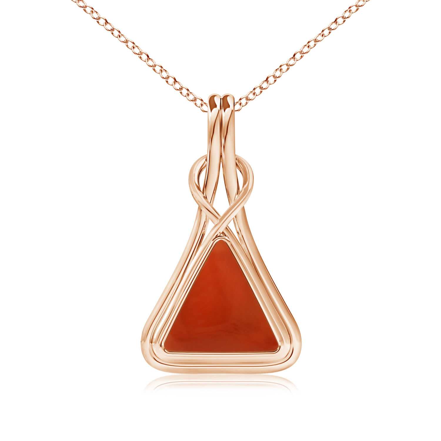 Triangle Red Coral (Moonga) Solitaire Infinity Knot Pendant