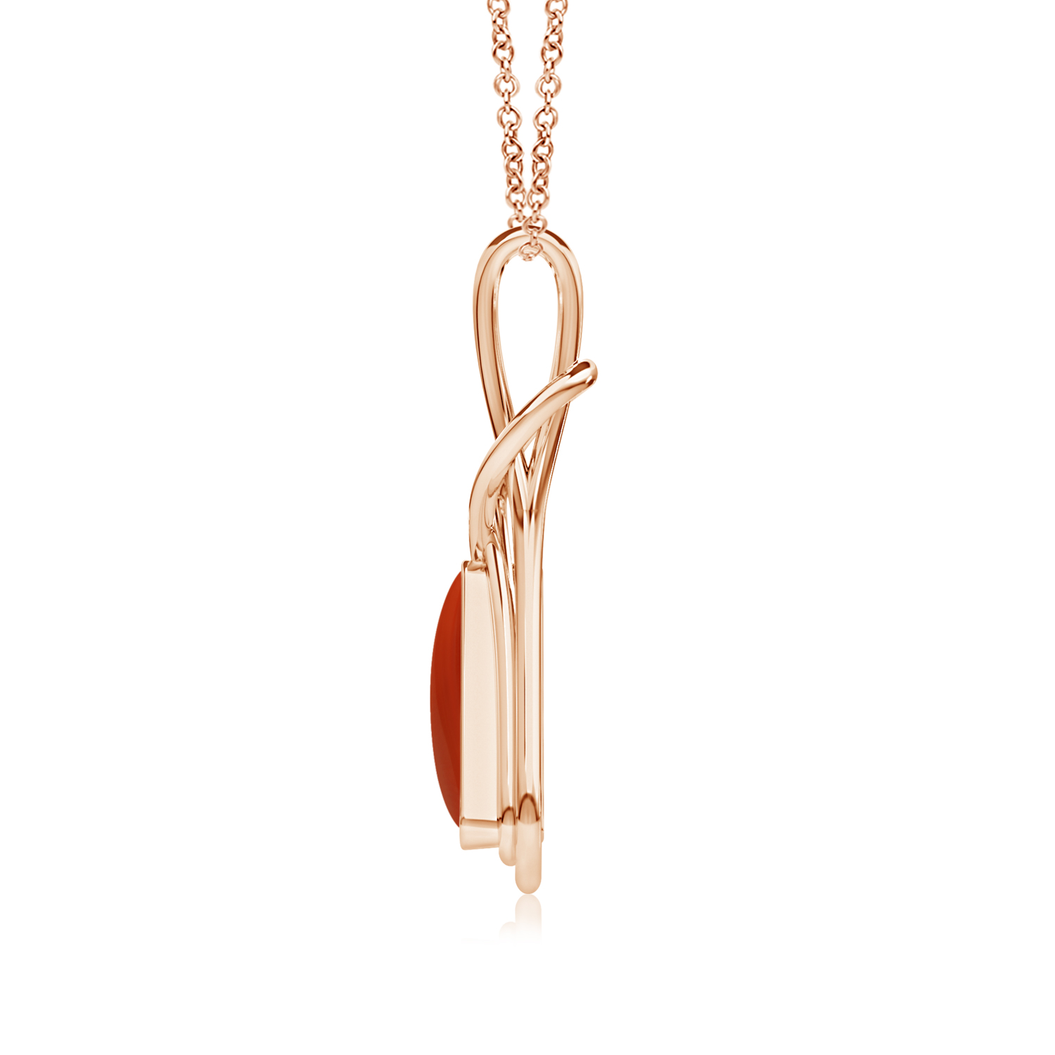 Triangle Red Coral (Moonga) Solitaire Infinity Knot Pendant