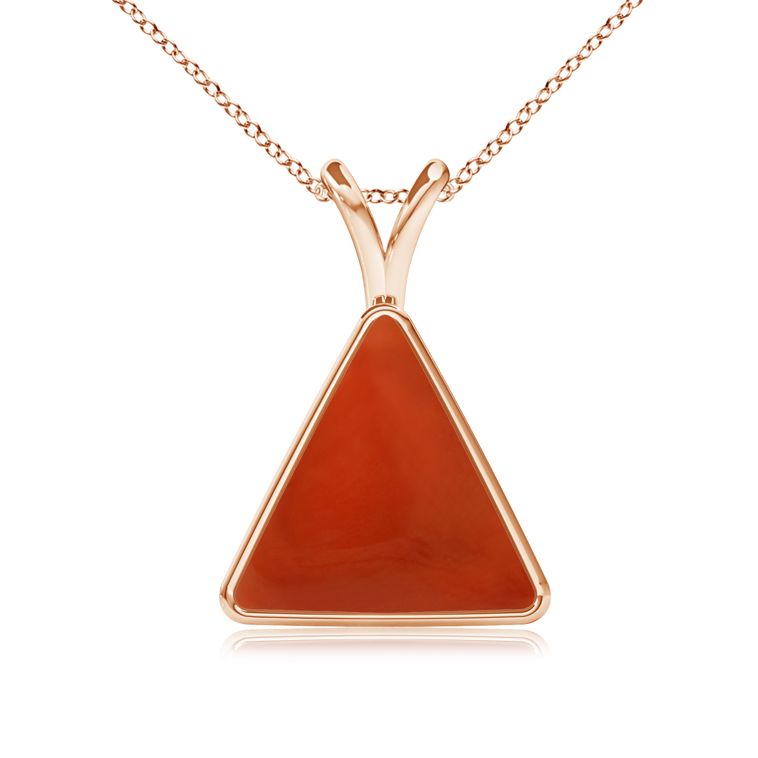 V-Bale Triangle Red Coral (Moonga) Solitaire Pendant