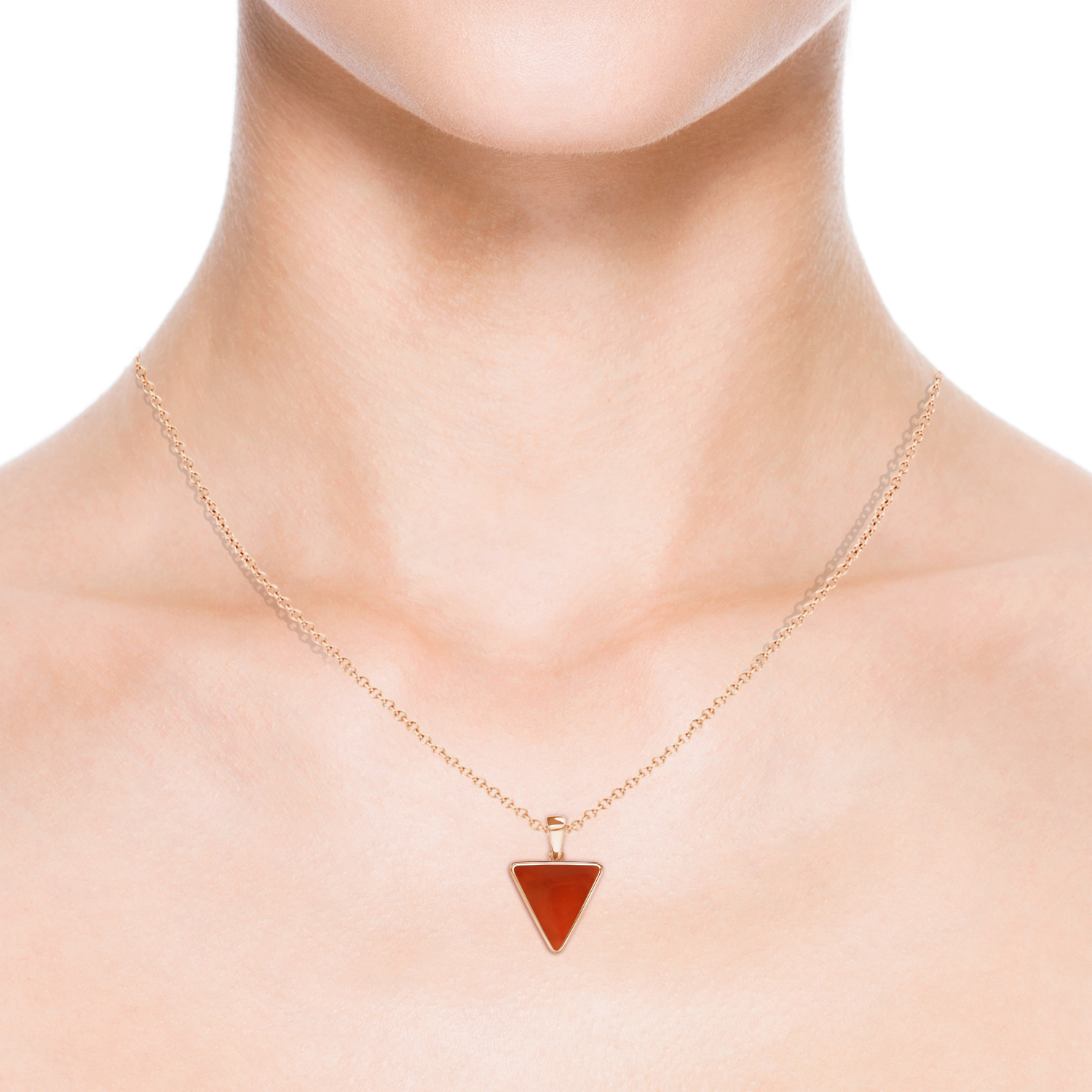 Triangle Red Coral (Moonga) Solitaire Pendant