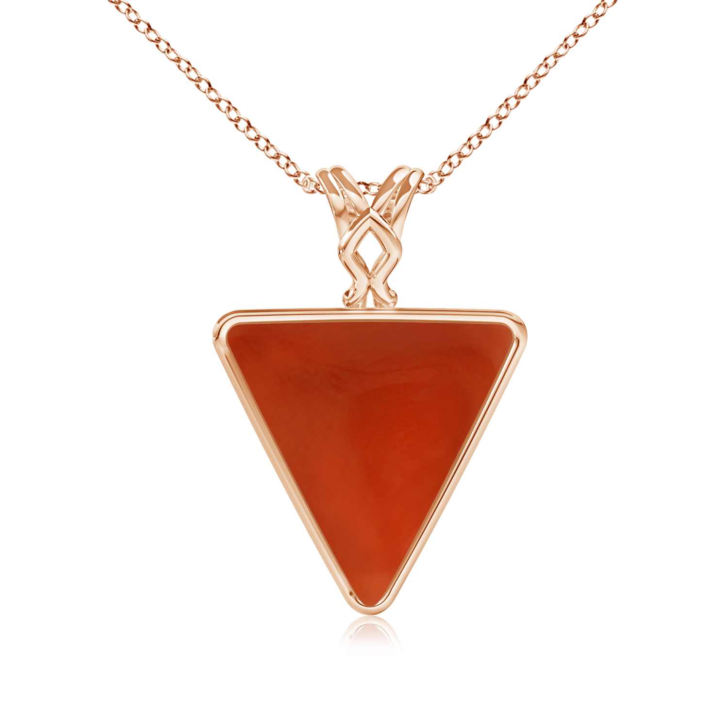 Vintage Inspired Solitaire Triangle Red Coral (Moonga) Pendant