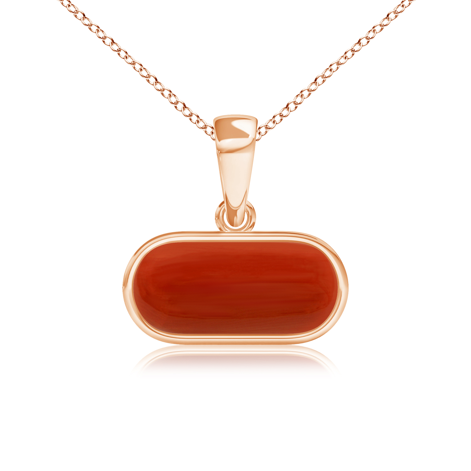 Capsule Red Coral (Moonga) Horizontal Solitaire Pendant
