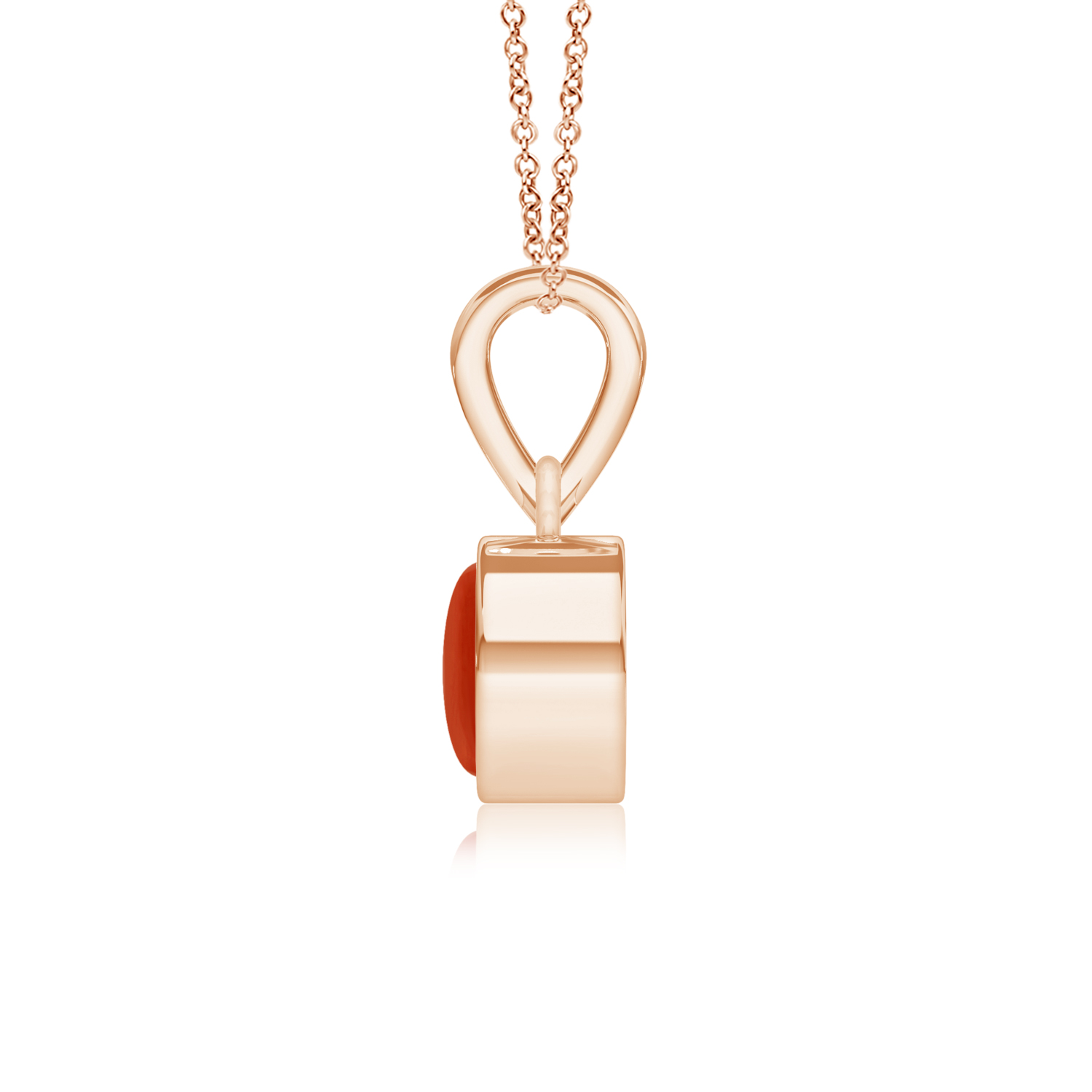 Capsule Red Coral (Moonga) Horizontal Solitaire Pendant