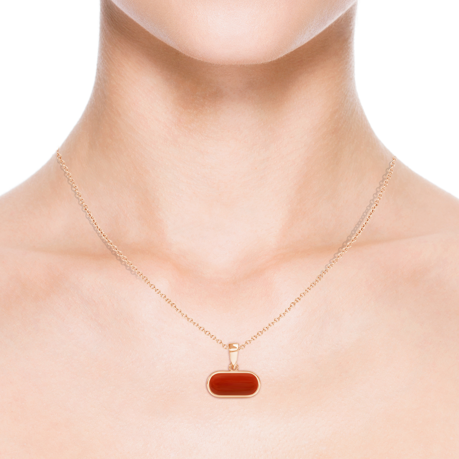 Capsule Red Coral (Moonga) Horizontal Solitaire Pendant
