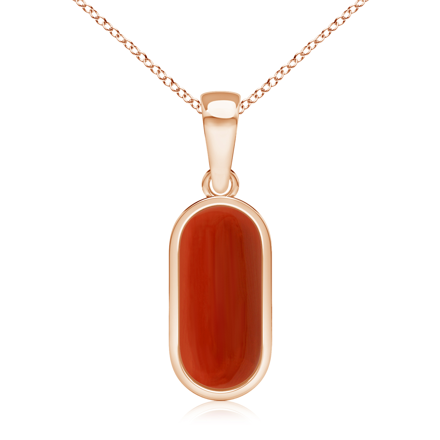 Capsule Red Coral (Moonga) Vertical Solitaire Pendant