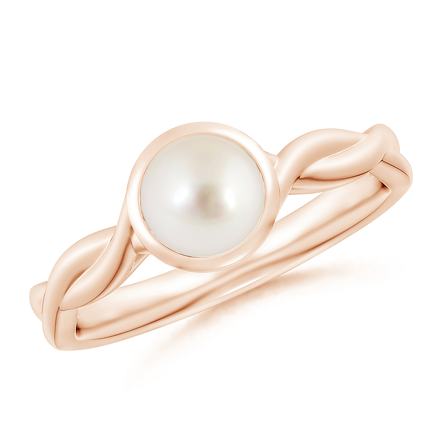 Round Pearl (Moti) Solitaire Ring with Twisted Shank