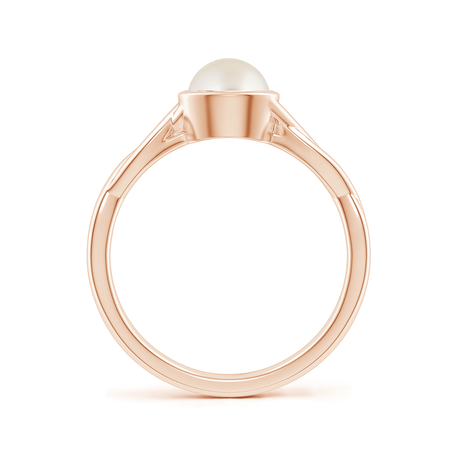 Round Pearl (Moti) Solitaire Ring with Twisted Shank