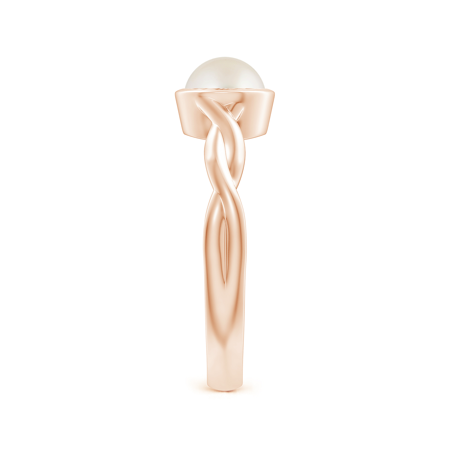 Round Pearl (Moti) Solitaire Ring with Twisted Shank