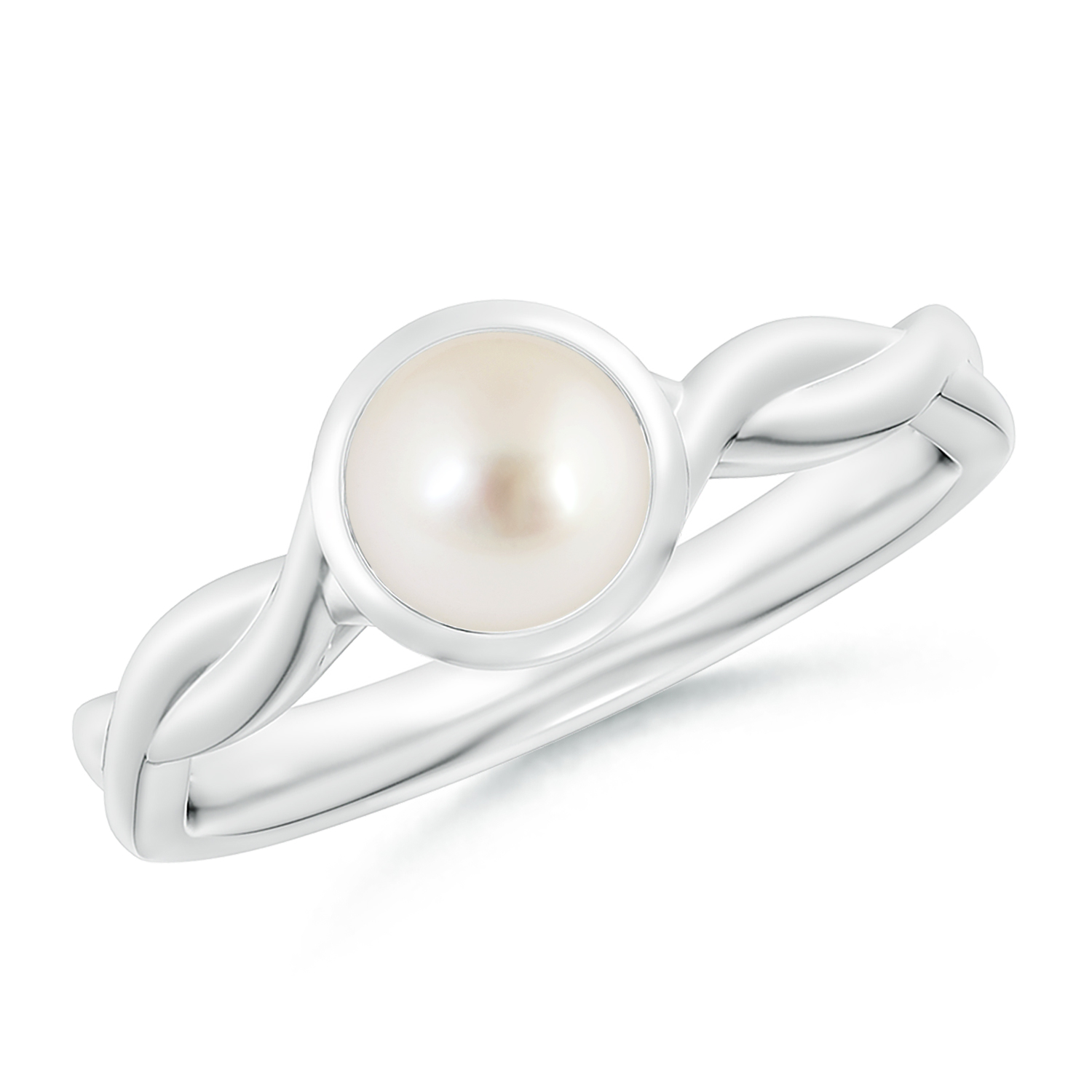 Round Pearl (Moti) Solitaire Ring with Twisted Shank