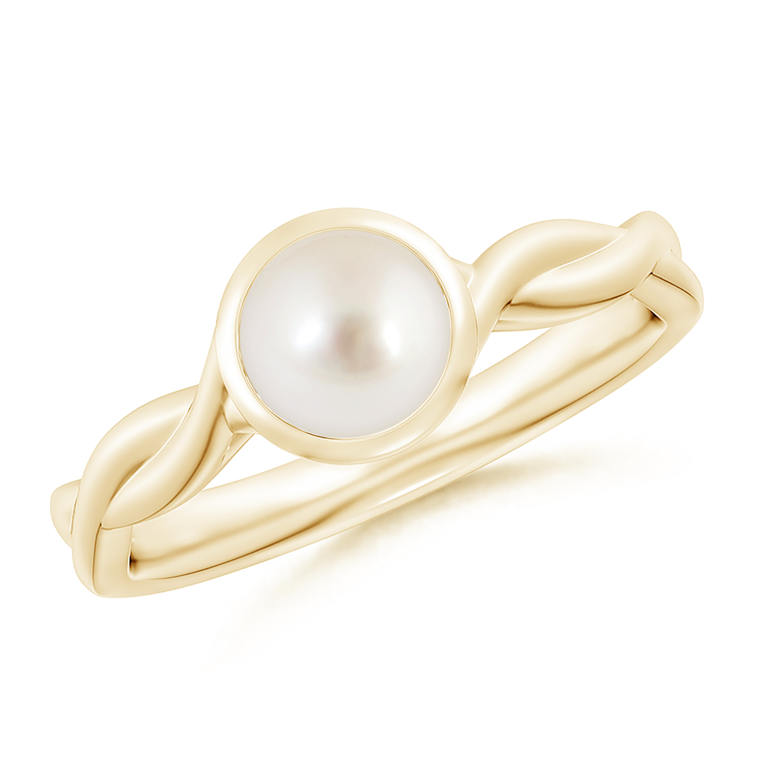 Round Pearl (Moti) Solitaire Ring with Twisted Shank