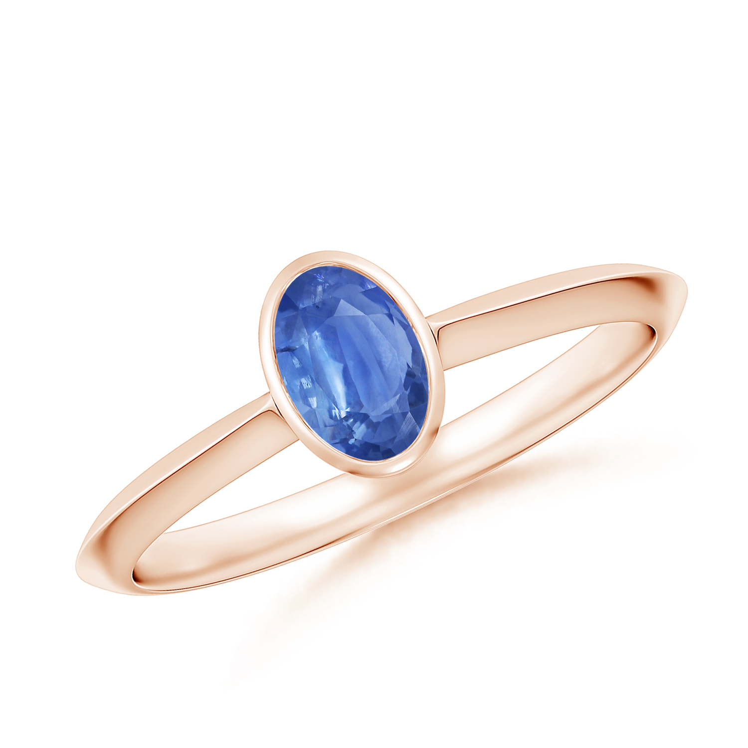 Classic Bezel-Set Oval Blue Sapphire (Neelam) Floral Ring