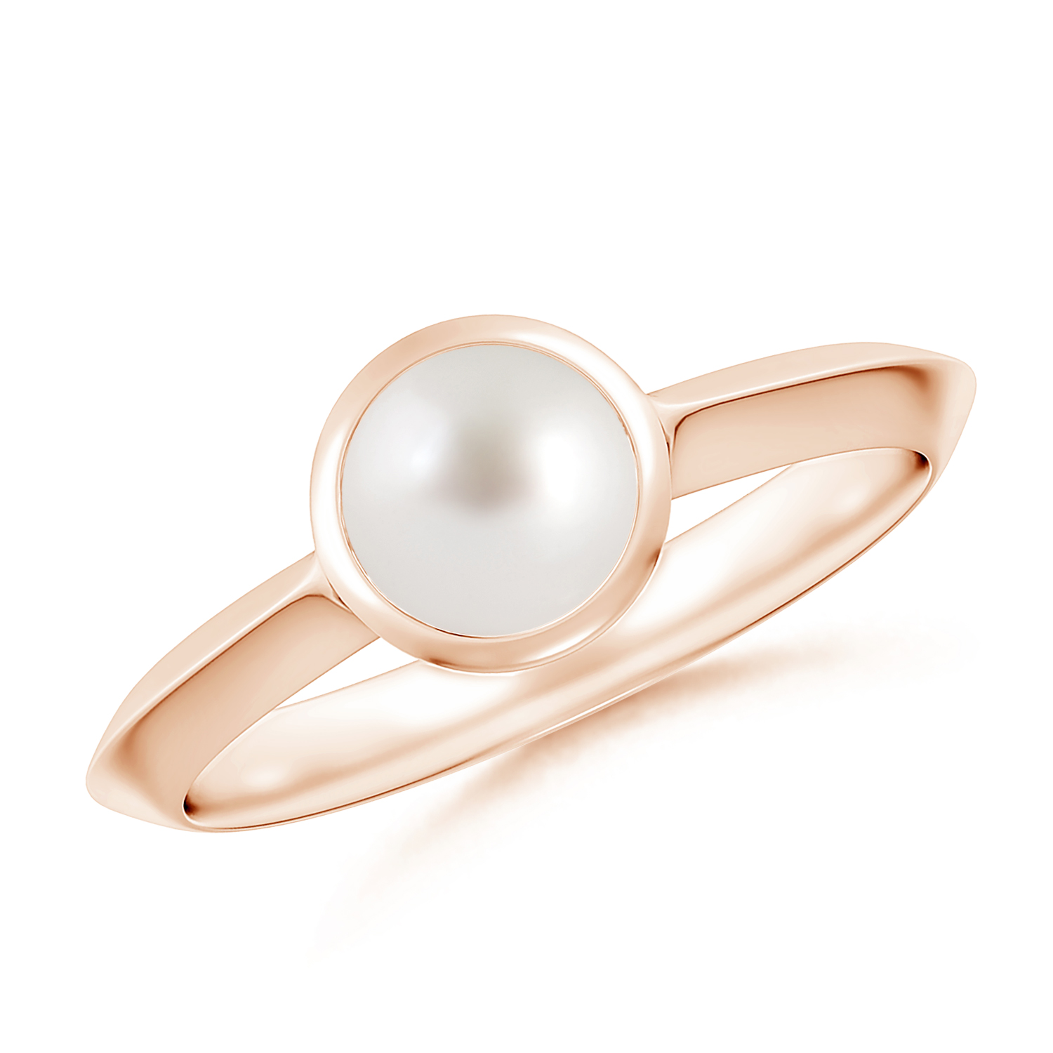 Classic Bezel-Set Round Pearl (Moti) Floral Ring