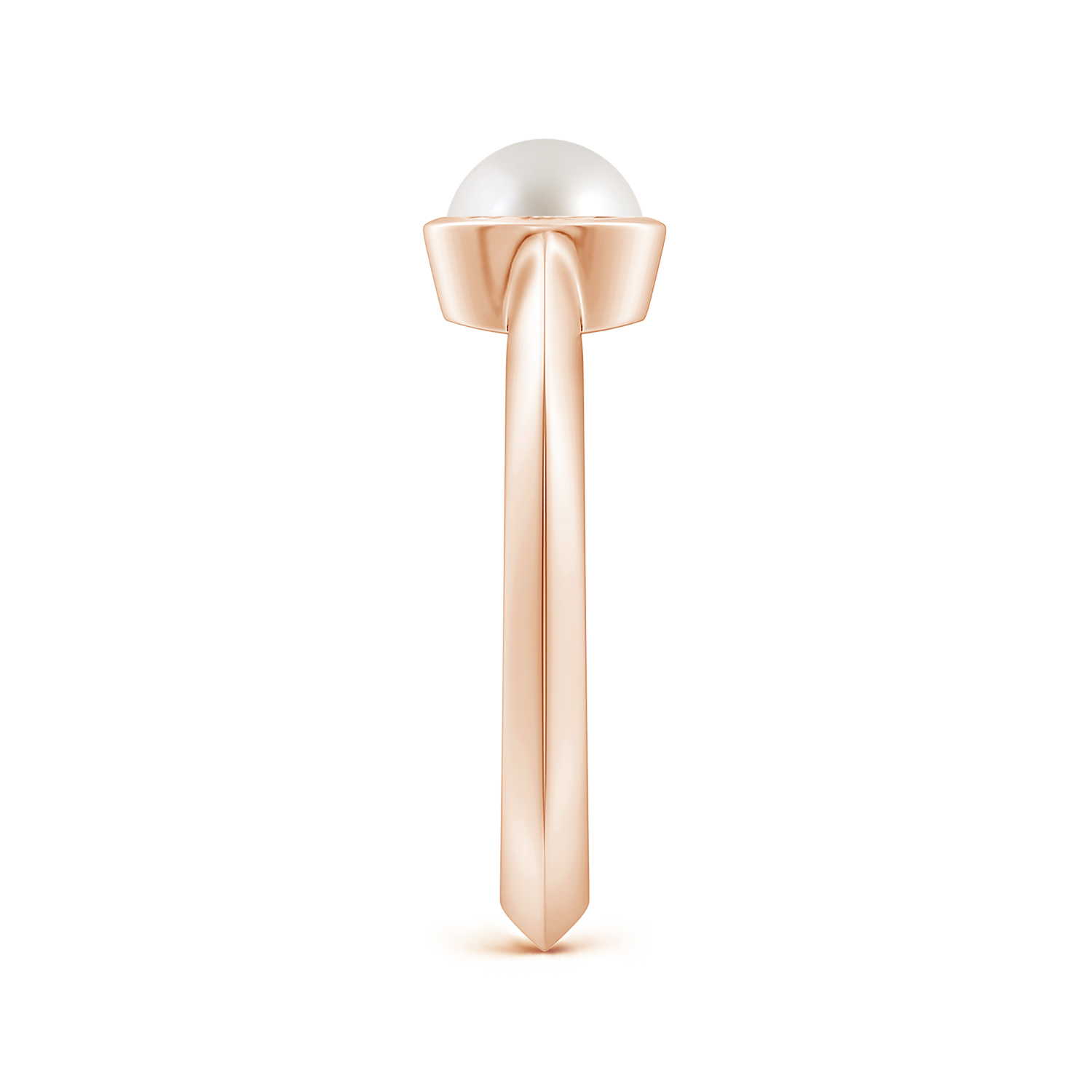 Classic Bezel-Set Round Pearl (Moti) Floral Ring