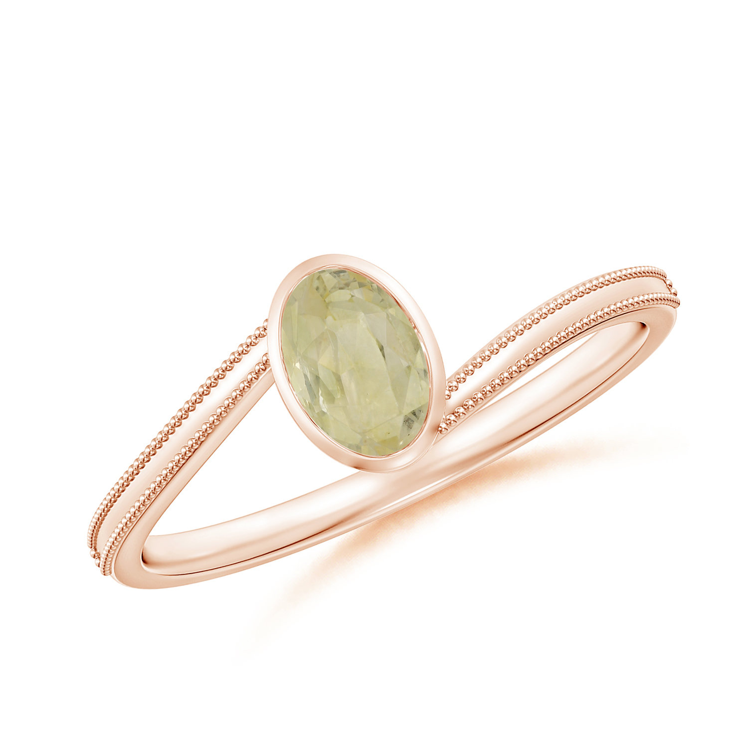  Oval Yellow Sapphire (Pukhraj) Olive Leaf Bypass Ring
