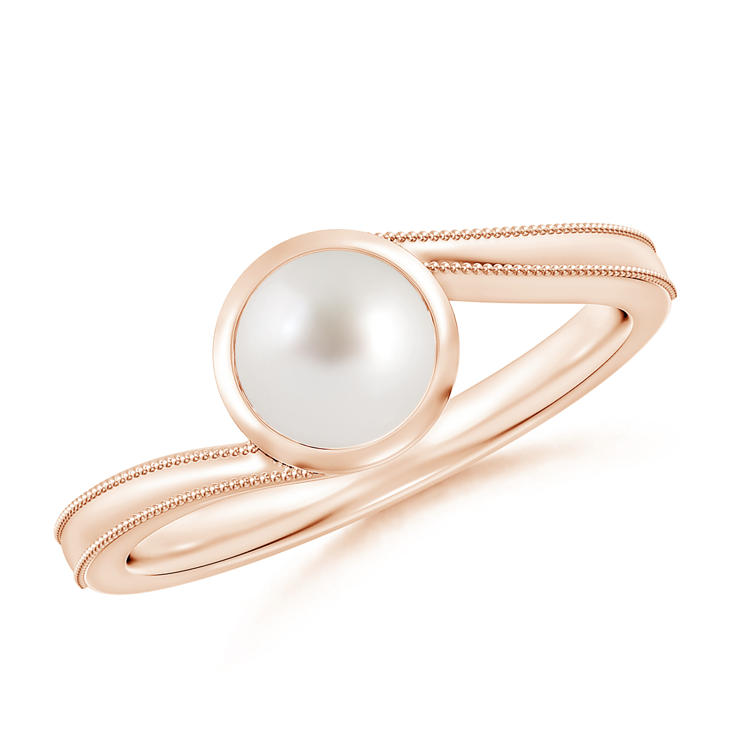  Round Pearl (Moti) Olive Leaf Bypass Ring
