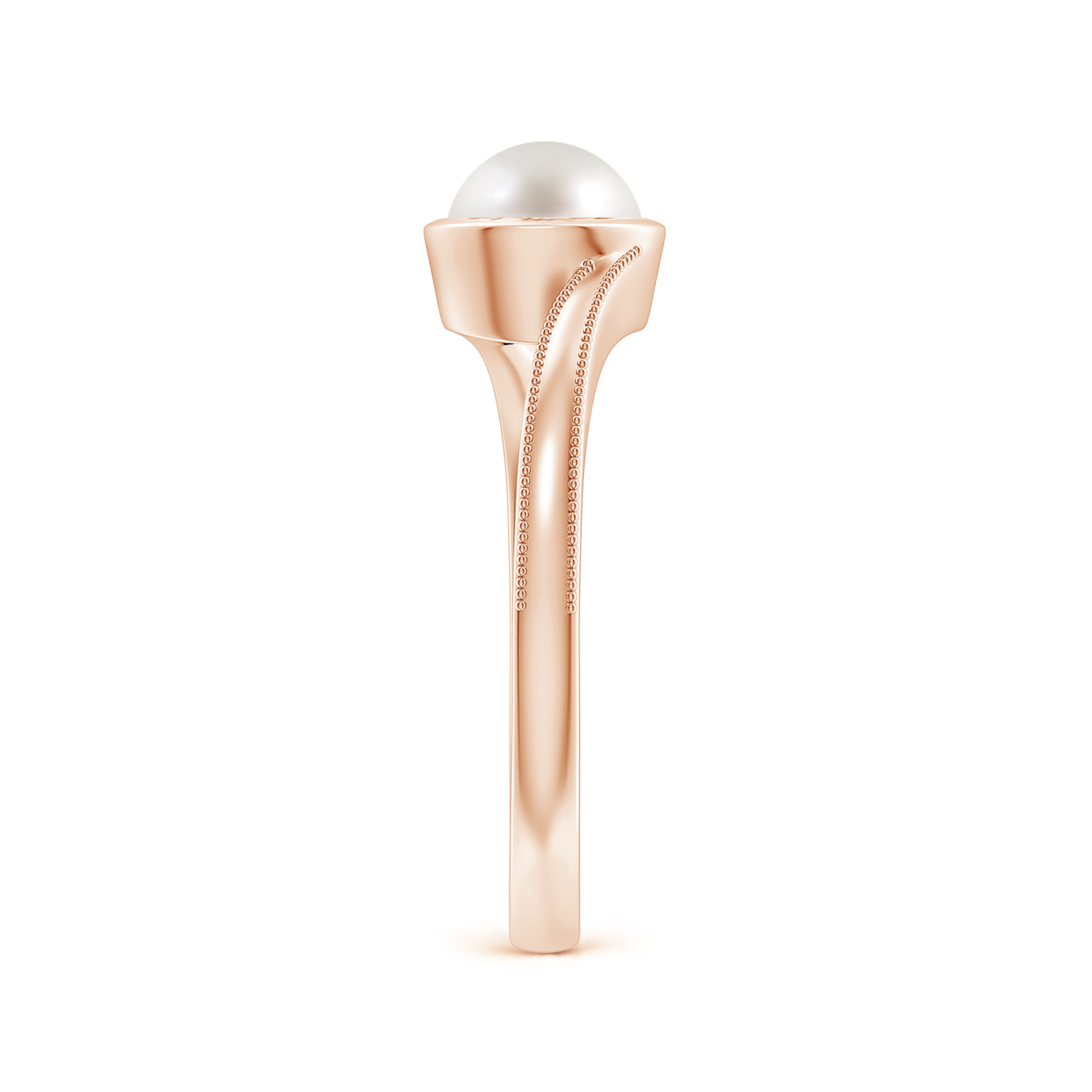  Round Pearl (Moti) Olive Leaf Bypass Ring