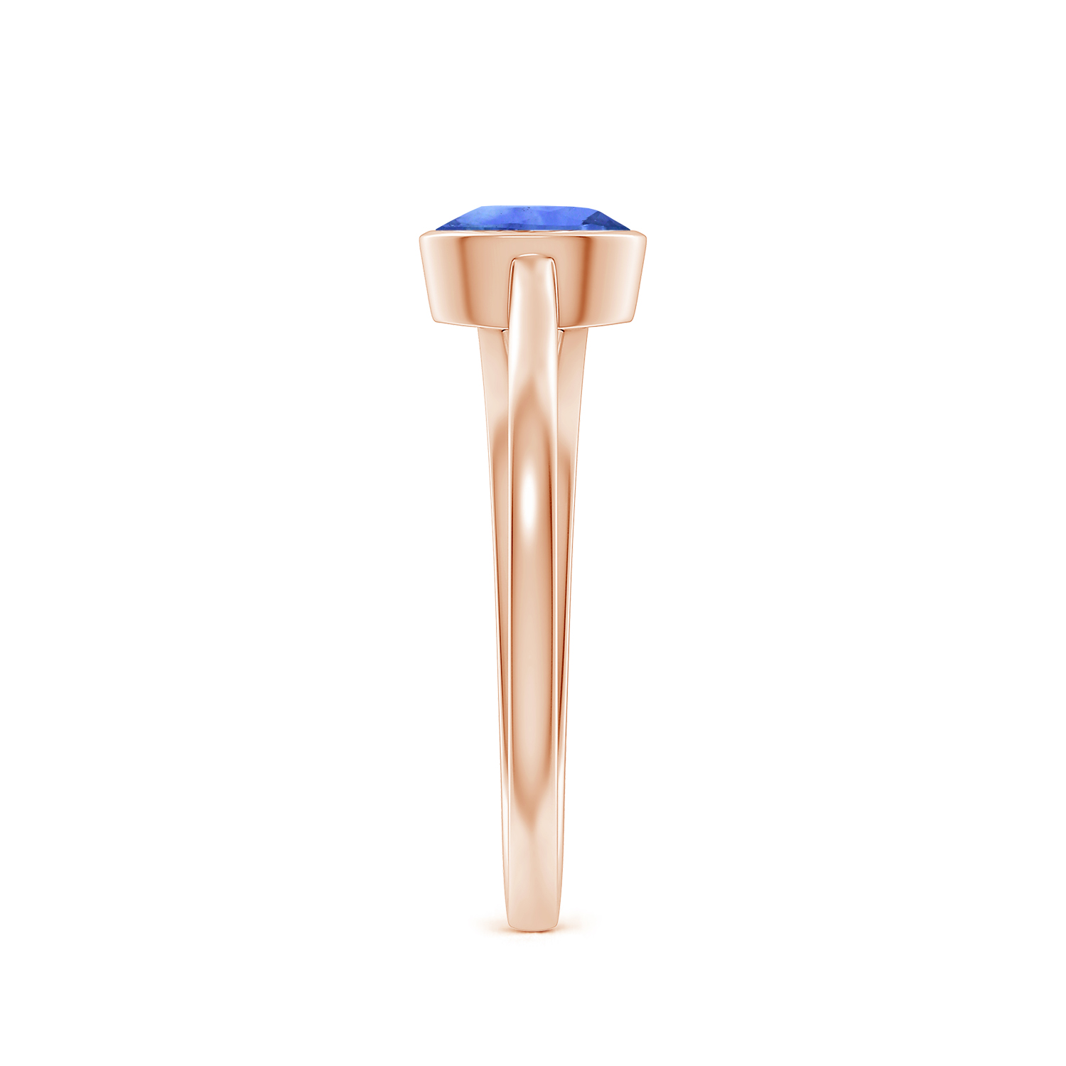 One Sided Split Shank Oval Blue Sapphire (Neelam) Solitaire Ring