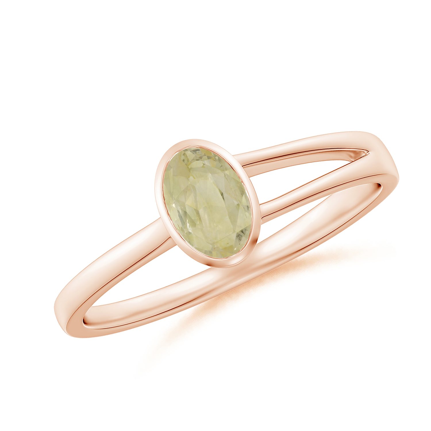 One Sided Split Shank Oval Yellow Sapphire (Pukhraj) Solitaire Ring