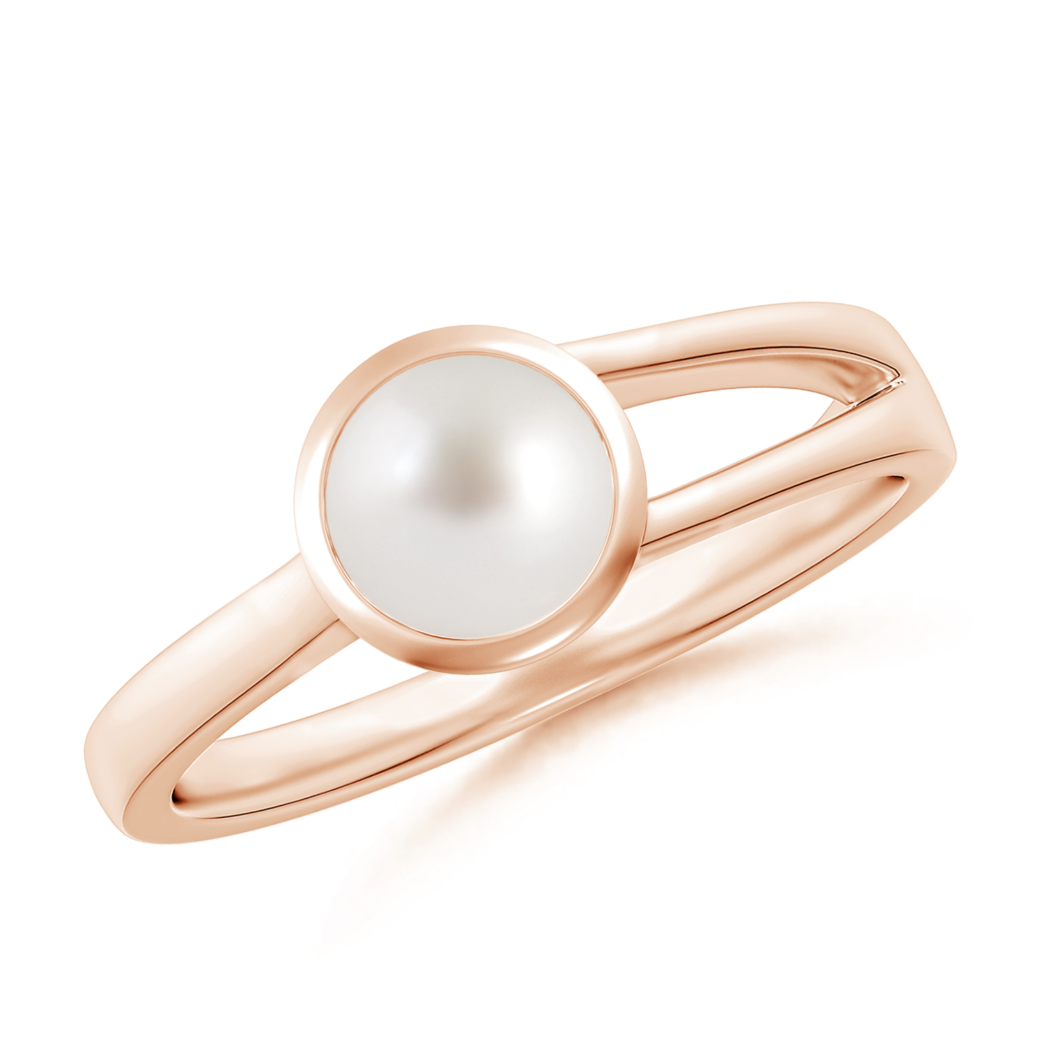 One Sided Split Shank Round Pearl (Moti) Solitaire Ring