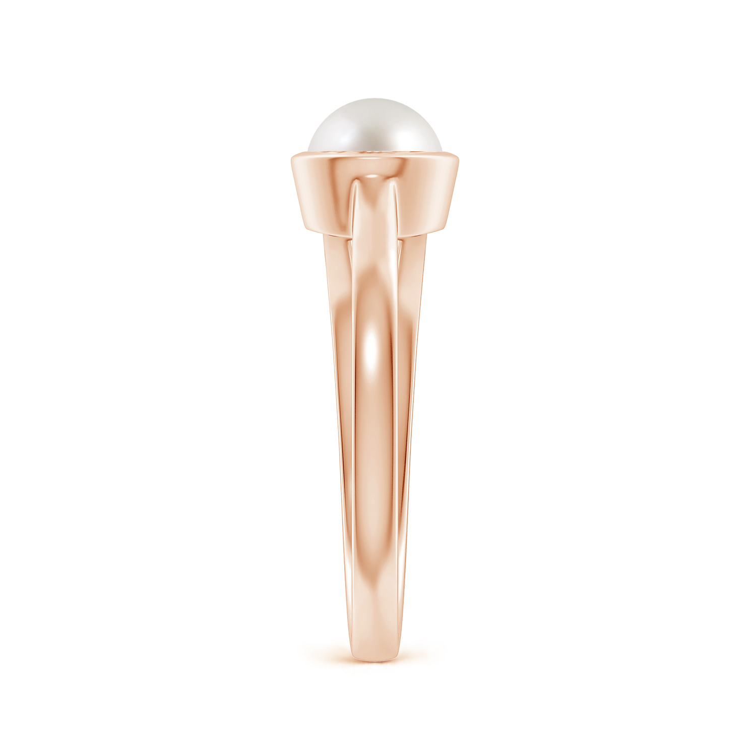 One Sided Split Shank Round Pearl (Moti) Solitaire Ring