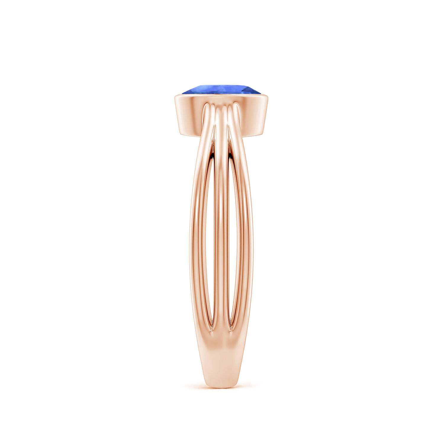 Solitaire OvalBlue Sapphire (Neelam) Triple Shank Ring