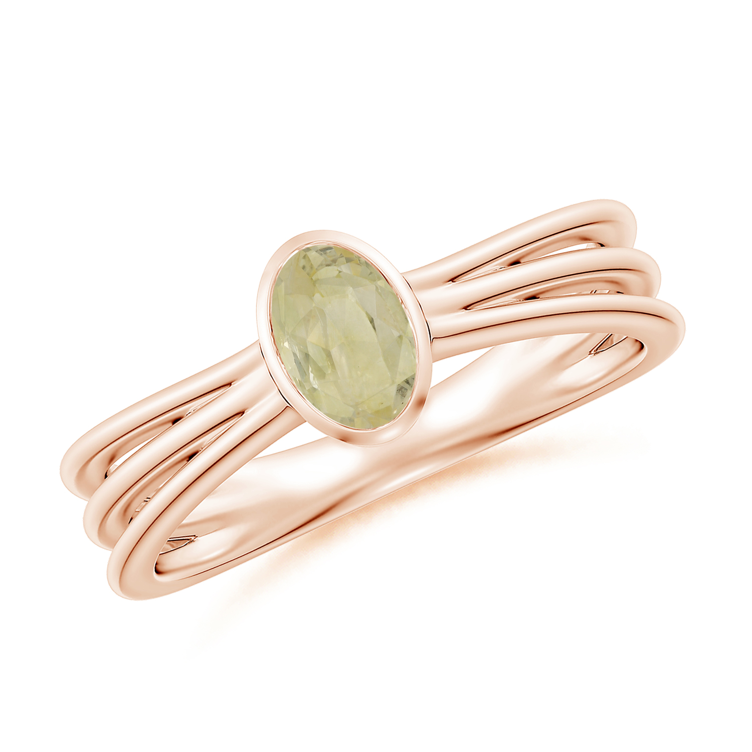 Solitaire OvalYellow Sapphire (Pukhraj) Triple Shank Ring