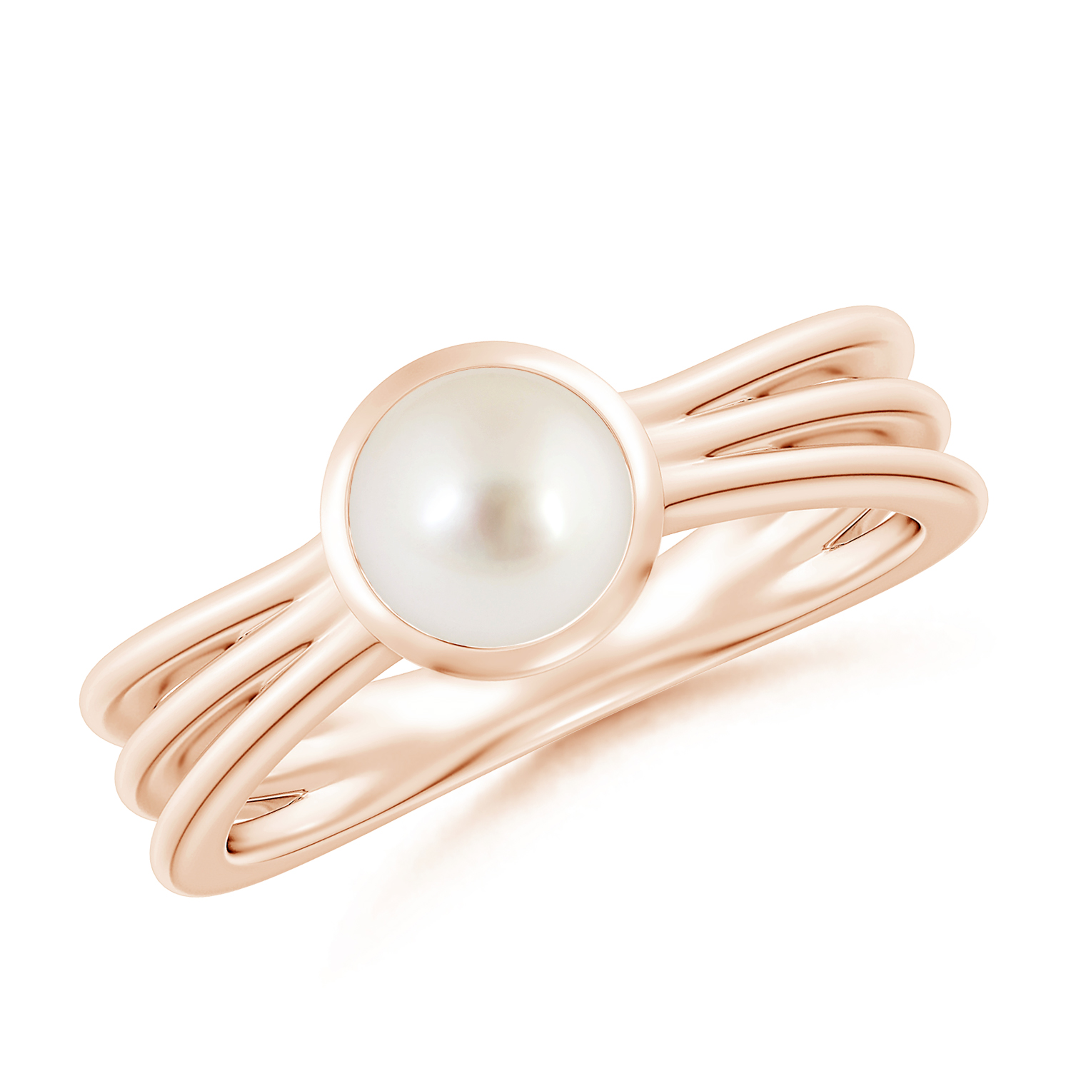 Solitaire Round Pearl (Moti) Triple Shank Ring
