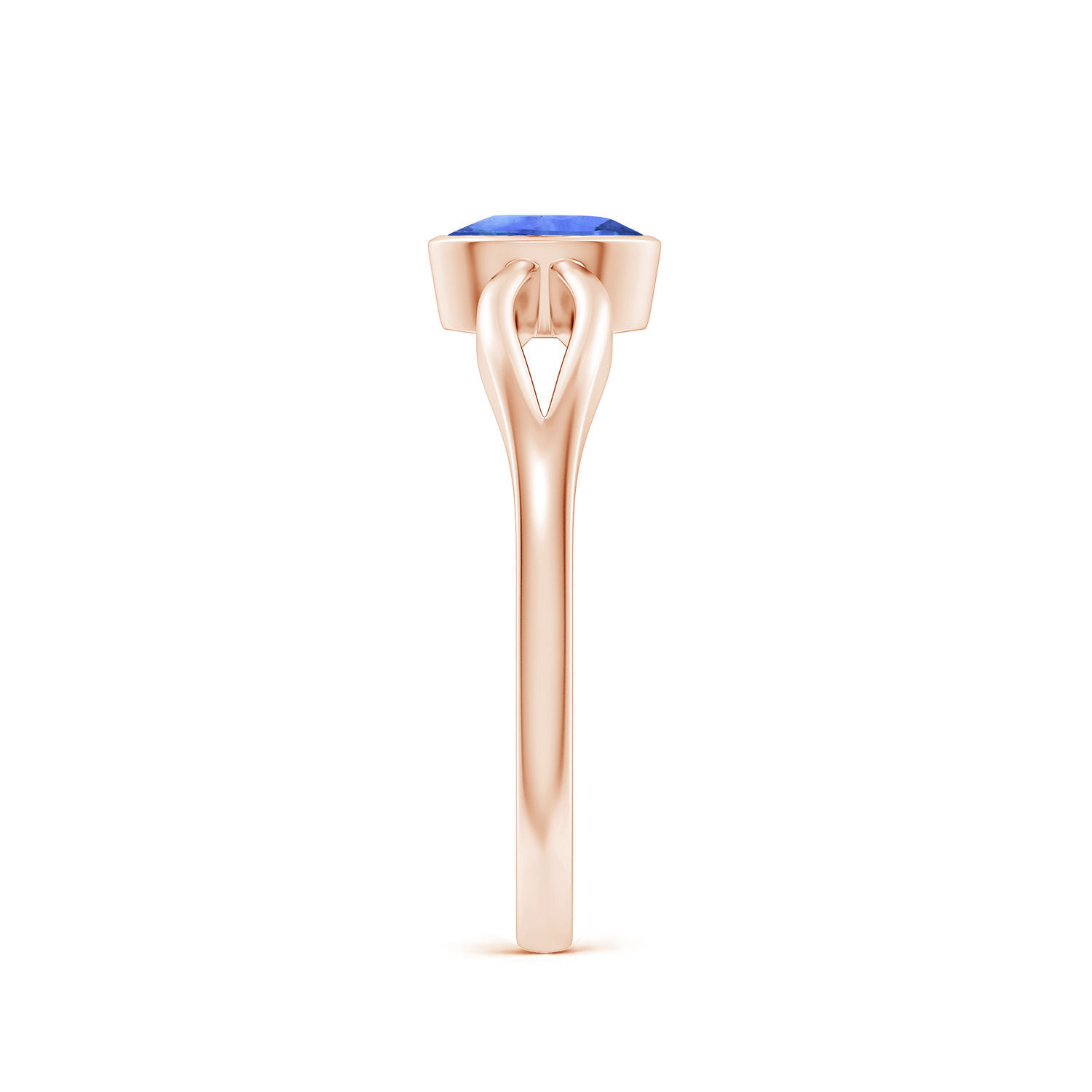 Prong-Set Solitaire OvalBlue Sapphire (Neelam) Split Shank Ring