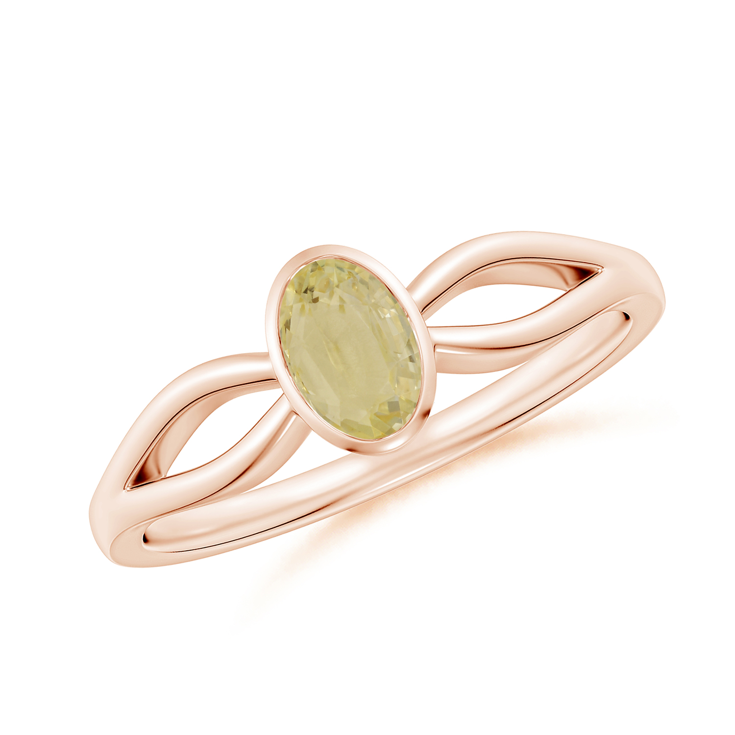 Prong-Set Solitaire OvalYellow Sapphire (Pukhraj) Split Shank Ring