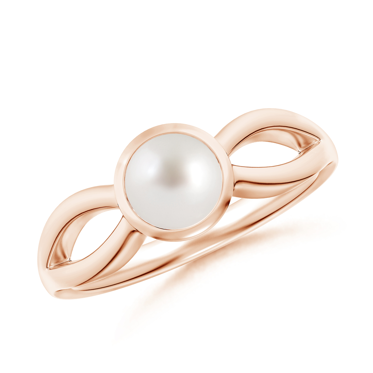 Prong-Set Solitaire Round Pearl (Moti) Split Shank Ring