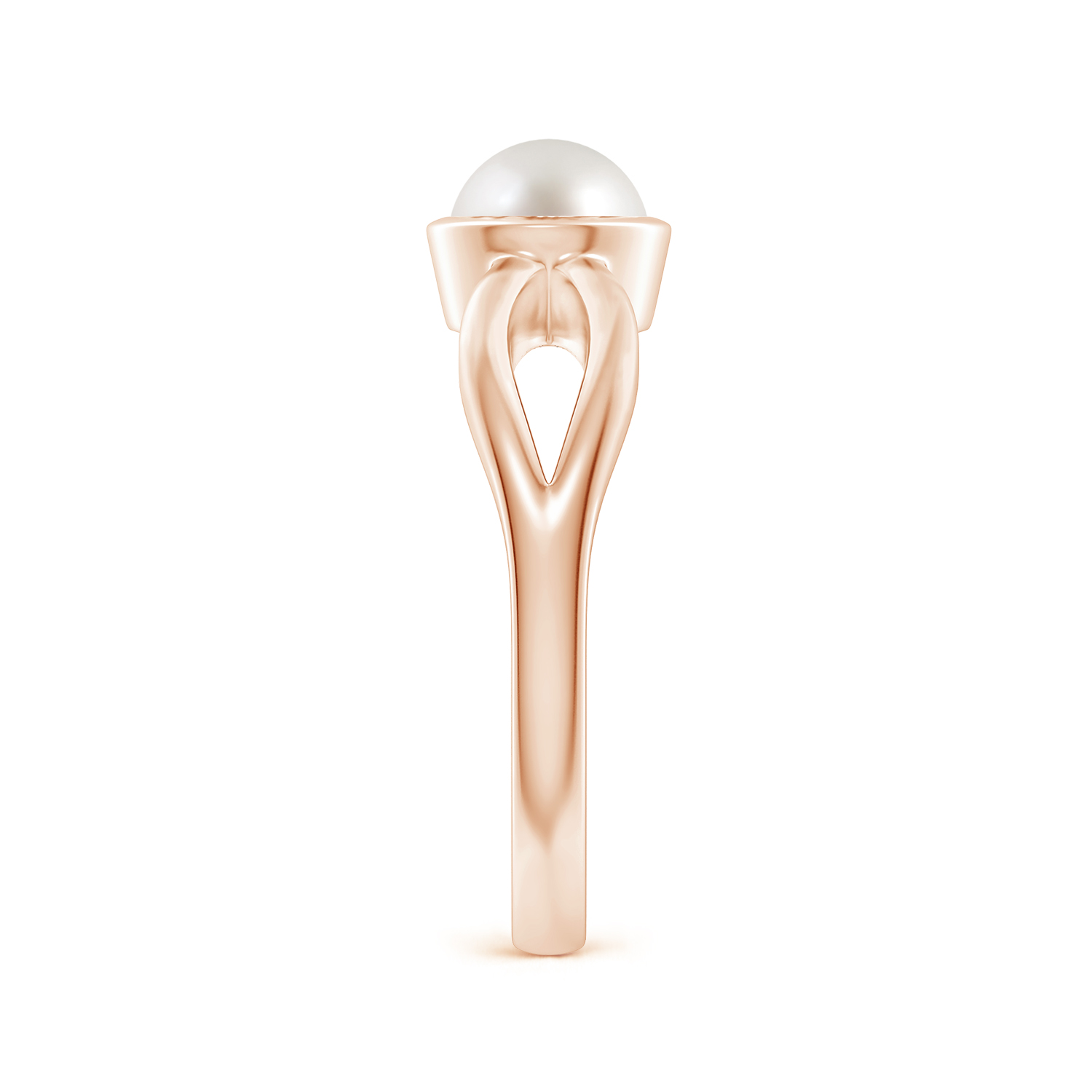 Prong-Set Solitaire Round Pearl (Moti) Split Shank Ring