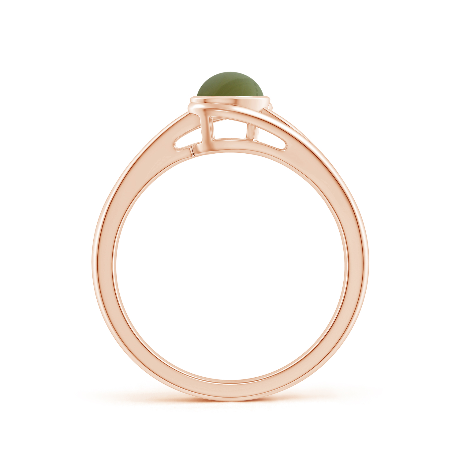 Tilted Solitaire OvalCat's Eye (Lehsunia) Solitaire Ring With Split Shank