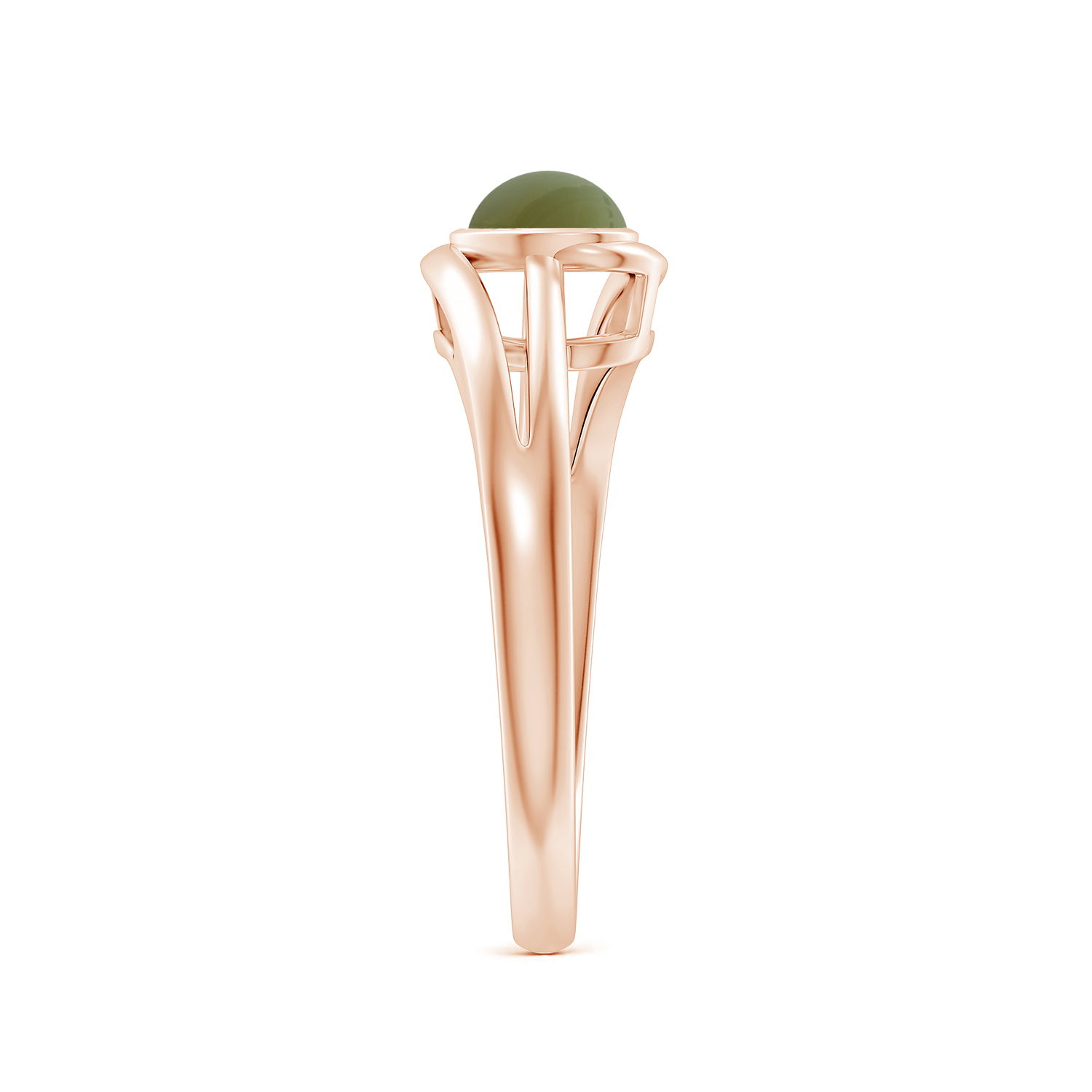Tilted Solitaire OvalCat's Eye (Lehsunia) Solitaire Ring With Split Shank