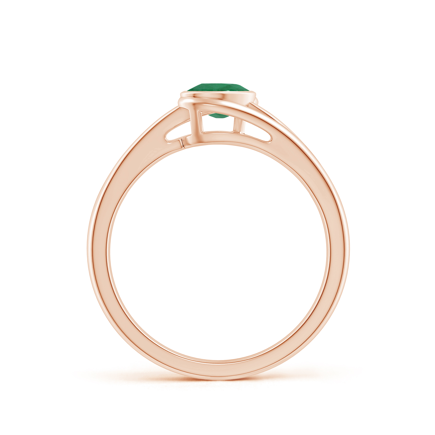 Tilted Solitaire OvalEmerald (Panna) Solitaire Ring With Split Shank