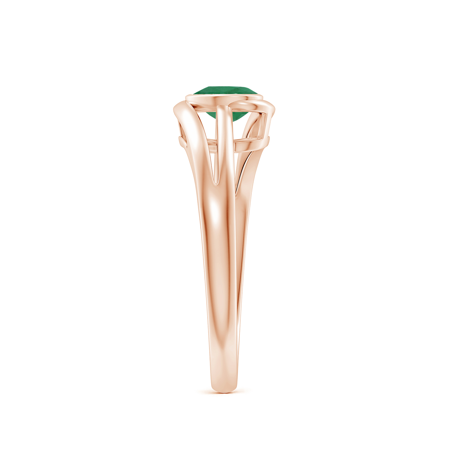 Tilted Solitaire OvalEmerald (Panna) Solitaire Ring With Split Shank